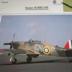 FICHE  AVIATION  TYPE  CHASSEUR   /   hawker hurricane  G BRETAGNE