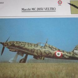 FICHE  AVIATION  TYPE  CHASSEUR   /   MACCHI   MC  205V  VELTRO    ITALIE