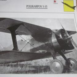 FICHE  AVIATION  TYPE  CHASSEUR   /   POLIKARPOV   I - 15   URSS