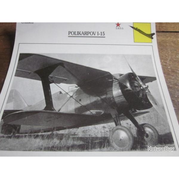 FICHE  AVIATION  TYPE  CHASSEUR   /   POLIKARPOV   I - 15   URSS