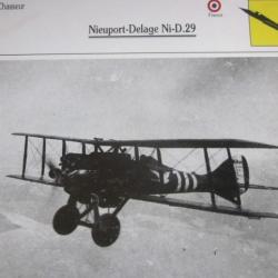 FICHE  AVIATION  TYPE  CHASSEUR   /   NIEUPORT DELAGE  NI D  29    FRANCE