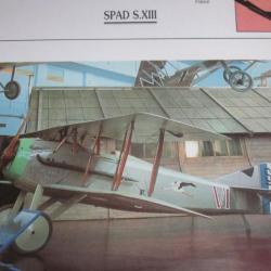 FICHE  AVIATION  TYPE  CHASSEUR   /   SPAD  S XIII  FRANCE