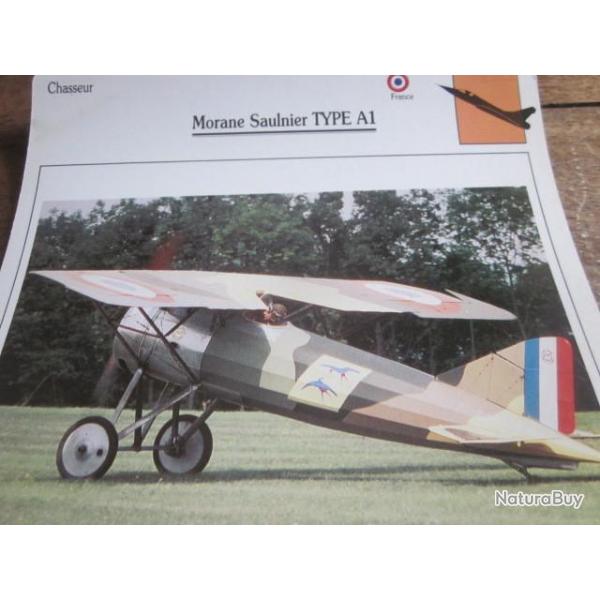 FICHE  AVIATION  TYPE  CHASSEUR   /   MAURANE  SAULNIER  TYPE  A1    FRANCE