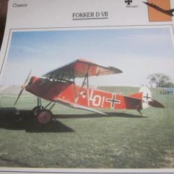 FICHE  AVIATION  TYPE  CHASSEUR   /   FOKKER  D VII    ALLEMAGNE