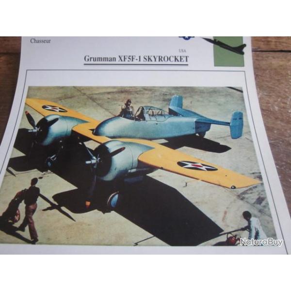 FICHE  AVIATION  TYPE  CHASSEUR   /   GRUMMAN  XF5F 1  SKYROCKET    USA