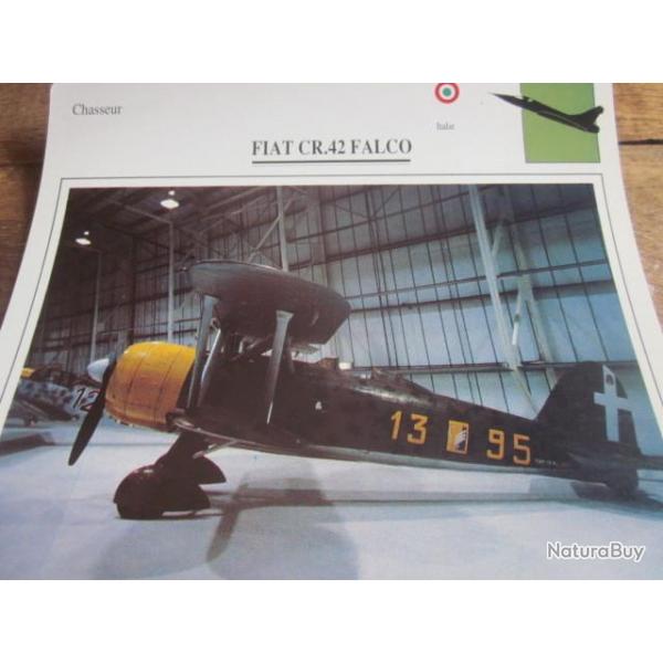 FICHE  AVIATION  TYPE  CHASSEUR   /   FIAT   CR  42  FALCO   ITALIE