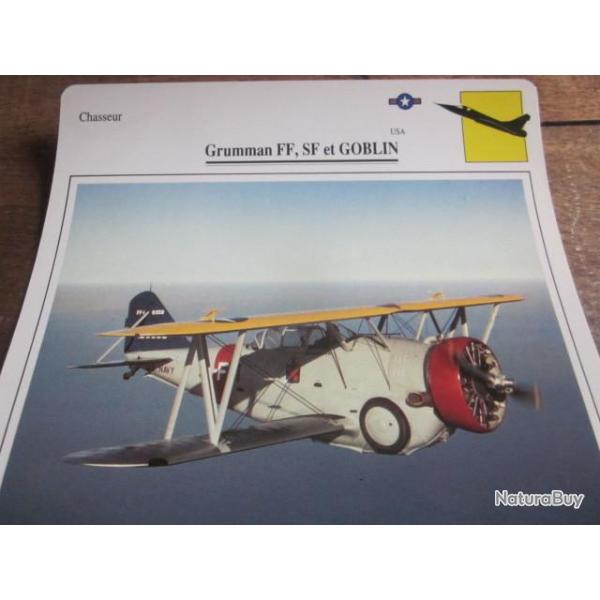 FICHE  AVIATION  TYPE  CHASSEUR   /   GRUMMAN   FF SF  GOGLIN   USA