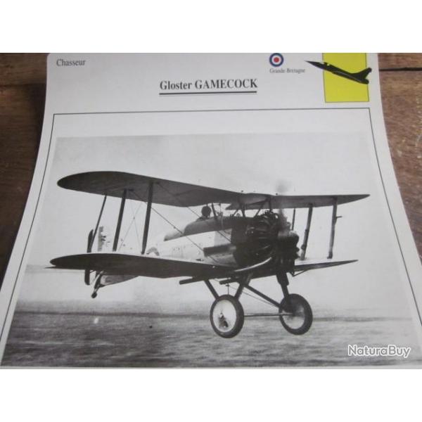 FICHE  AVIATION  TYPE  CHASSEUR   /   GLOSTER  GAMECOCK   G BRETAGNE