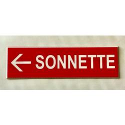 panneau "SONNETTE + FLECHE à GAUCHE rouge Format 70x200 mm