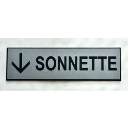 panneau argenté "SONNETTE + FLECHE" EN BAS Format 70x200 mm