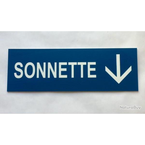 panneau bleu "SONNETTE + FLECHE EN BAS Format 70x200 mm