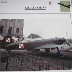 FICHE  AVIATION  TYPE  CHASSEUR   /   yakolev yak  9P   URSS