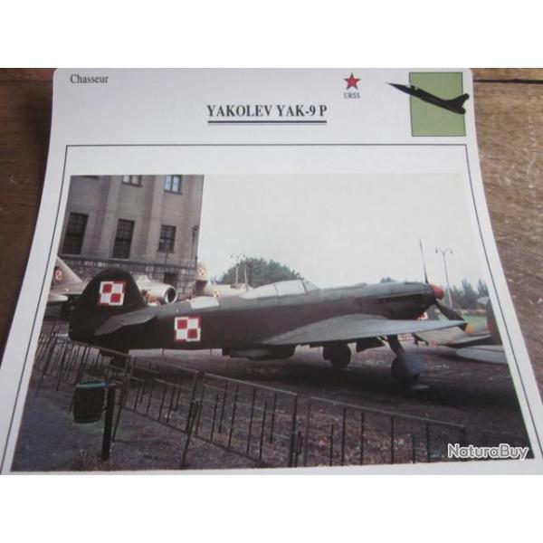 FICHE  AVIATION  TYPE  CHASSEUR   /   yakolev yak  9P   URSS