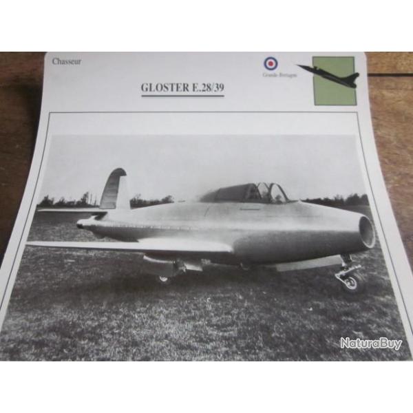 FICHE  AVIATION  TYPE  CHASSEUR   /   GLOSTER  E 28 / 39   G BRETAGNE
