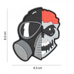 PATCH 3D PVC - skull with brains et masque a gaz   - VELCRO -