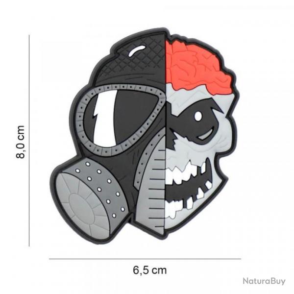 PATCH 3D PVC - skull with brains et masque a gaz   - VELCRO -
