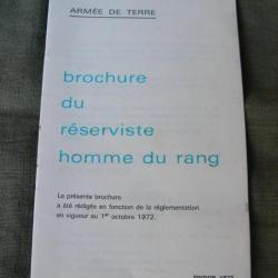WW2/POSTWAR FRANCE"  BROCHURE DU RÉSERVISTE HOMME DU RANG " ÉDITION 1973