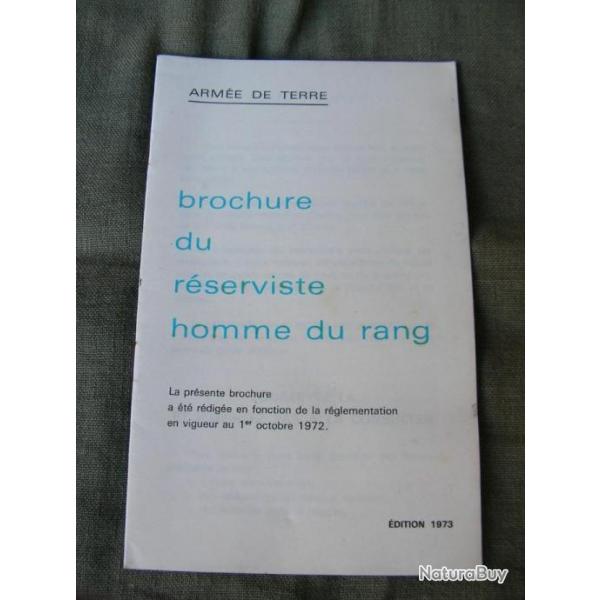 WW2/POSTWAR FRANCE"  BROCHURE DU RSERVISTE HOMME DU RANG " DITION 1973
