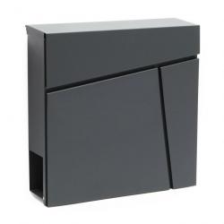 Boite aux lettres design anthracite murale porte journal magazine acier galvanisé 37 x 37 x 10,5 cm