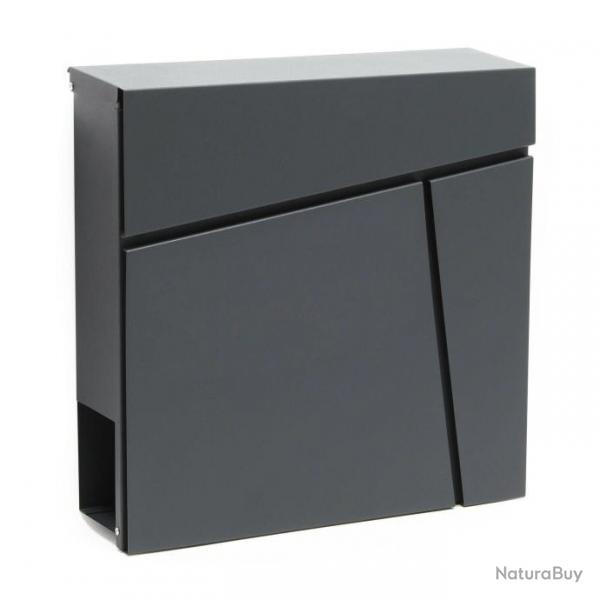 Boite aux lettres design anthracite murale porte journal magazine acier galvanis 37 x 37 x 10,5 cm