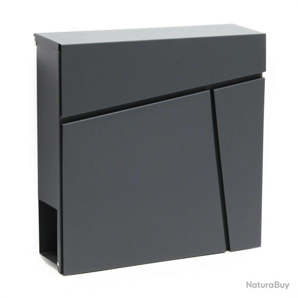 Boite aux lettres design anthracite murale porte journal magazine acier galvanis 37 x 37 x 10,5 cm