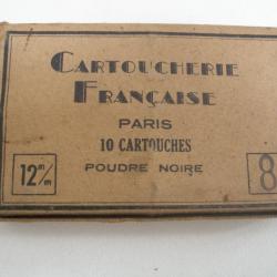 Boîte Cartouches  Poudre noire Cal 12mm Plomb de 8 Cartoucherie Française Paris