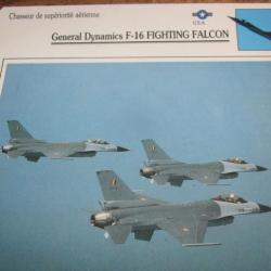 FICHE  AVIATION  TYPE  CHASSEUR  DE SUPERIORITE  AERIENNE  /  GENERAL DYNAMICS F 16  FALCON  USA