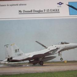 FICHE  AVIATION  TYPE  CHASSEUR  DE SUPERIORITE  AERIENNE  /  Mc  DONNELL DOUGLAS F 15 EAGLE    USA