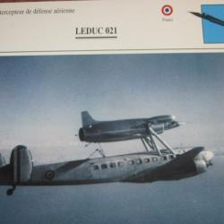 FICHE  AVIATION  TYPE  CHASSEUR  INTERCEPTEUR  DEFENSE AERIENNE  /  LEDUC  021  FRANCE