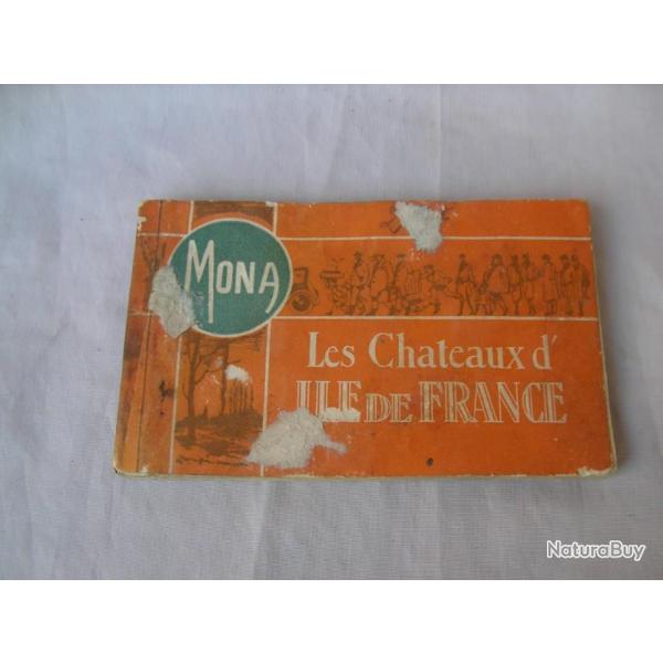 WW2 FRANCE/USA CARNET DE CARTES POSTALES BILINGUES " LES CHATEAUX D'ILE DE FRANCE " MONA RARE