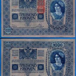 Autriche Hongrie 1000 Couronnes 1902 Tamponné Allemagne