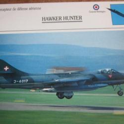 FICHE  AVIATION  TYPE  CHASSEUR  INTERCEPTEUR  DEFENSE AERIENNE  /  HAWKER HUNTER  G BRETAGNE