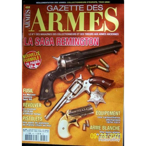 " LA GAZETTE DES ARMES " N 488 DE JUILLET/AOUT 2016 - TRES BON ETAT