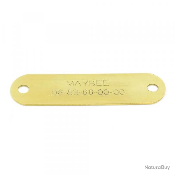 Plaque collier chien  graver laiton Larg. 7 X H1,9 cm seule