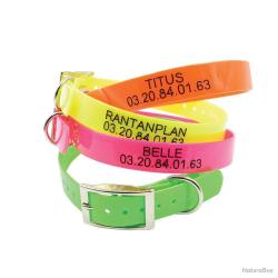 Collier biothane orange gravé :