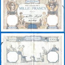 France 1000 Francs 1936 31 Decembre Ceres Mercure Grand Billet Franc Frcs Frc