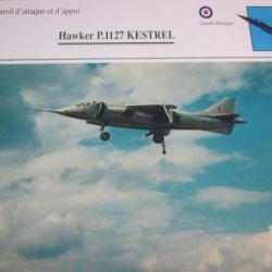 FICHE  AVIATION  TYPE APPAREIL D ATTAQUE ET D APPUI /  HAWKER P 1127 KESTREL  G BRETAGNE