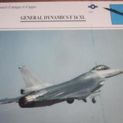 FICHE  AVIATION  TYPE APPAREIL D ATTAQUE ET D APPUI /  GENERAL DYNAMICS  F16 XL  USA
