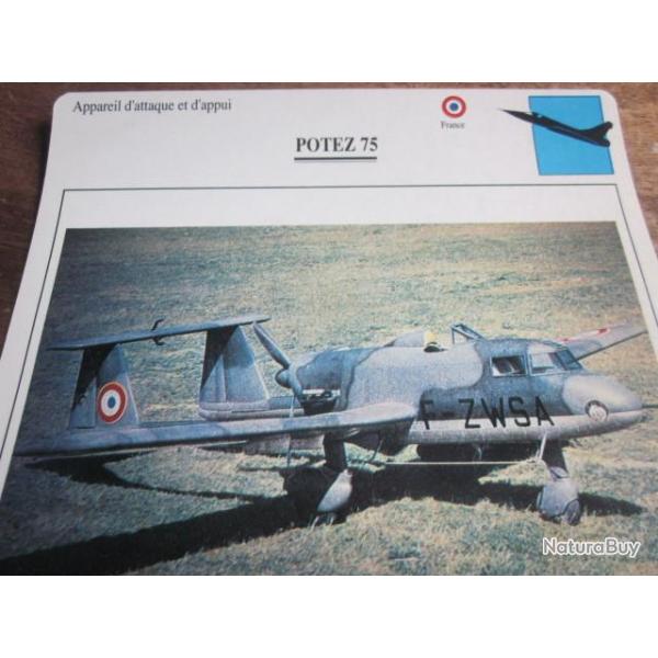 FICHE  AVIATION  TYPE APPAREIL D ATTAQUE ET D APPUI / POTEZ 75    FRANCE