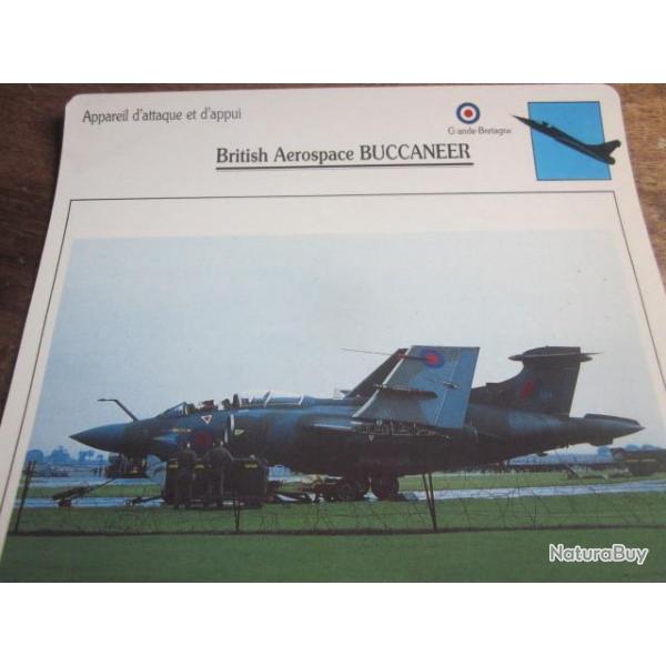 FICHE  AVIATION  TYPE APPAREIL D ATTAQUE ET D APPUI / BRITISH AEROSPACE BUCCANEER G BRETAGNE