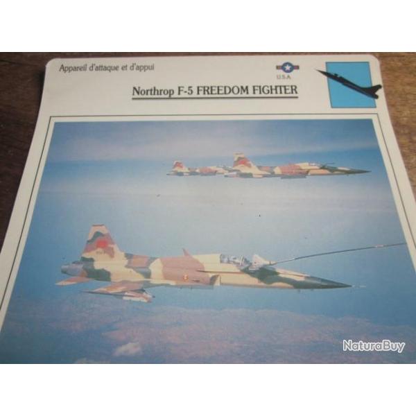 FICHE  AVIATION  TYPE APPAREIL D ATTAQUE ET D APPUI / NORTHROP F5 FREEDOM FIGHTER  USA