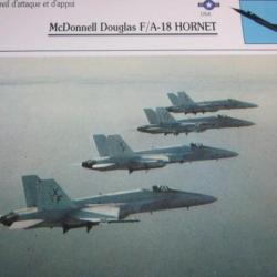 FICHE  AVIATION  TYPE APPAREIL D ATTAQUE ET D APPUI / Mc DONNELL DOUGLAS F/A 18 HORNET  USA