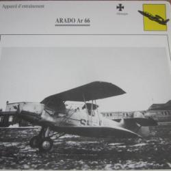 FICHE  AVIATION  TYPE  APPAREIL  D ENTRAINEMENT   /  ARADO  Ar 66  ALLEMAGNE