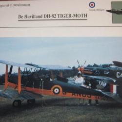 FICHE  AVIATION  TYPE  APPAREIL  D ENTRAINEMENT   /  DE HAVILLAND DH 82 TIGER MOTH  G BRETAGNE