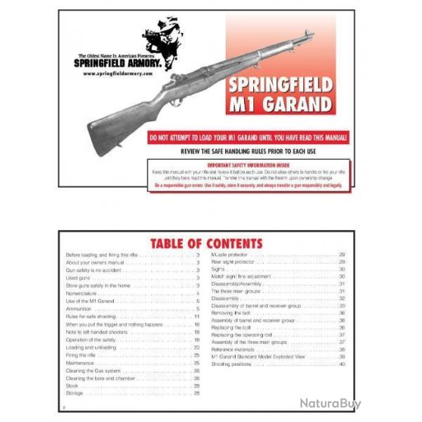 notice carabine SPRINGFIELD GARAND M1 en Anglais (envoi par mail) - VENDU PAR JEPERCUTE (m844)