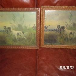 paire de chromolithographies sur la chasse