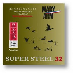 CARTOUCHE MARY ARM SUPER-STEEL 32 / CAL. 12 - 32 G Mélangés 3+4