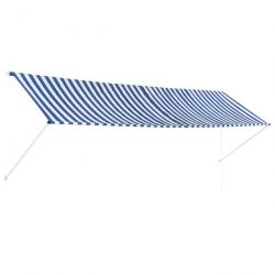 Store Auvent rétractable 400x150 cm Bleu et blanc 143751