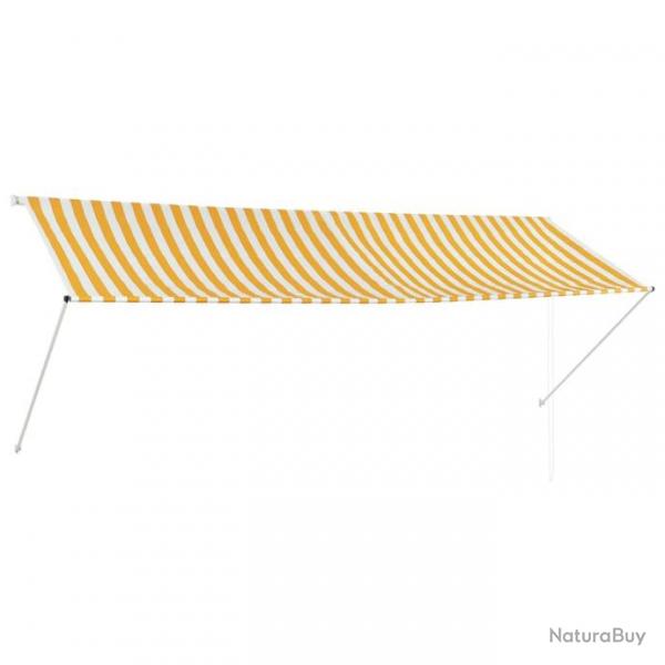 Store Auvent rtractable 350x150 cm Jaune et blanc 143756