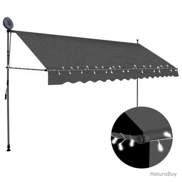 Store Auvent manuel rtractable avec LED 350 cm Anthracite 145867